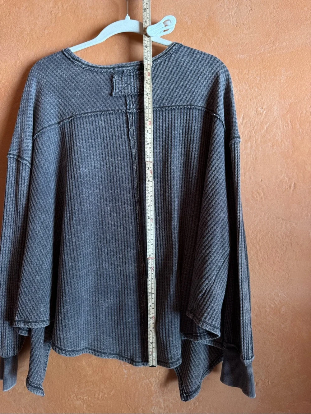 Free People We The Free Waffle Knit Thermal Top Oversized V Neck Slouchy - Picture 5 of 7